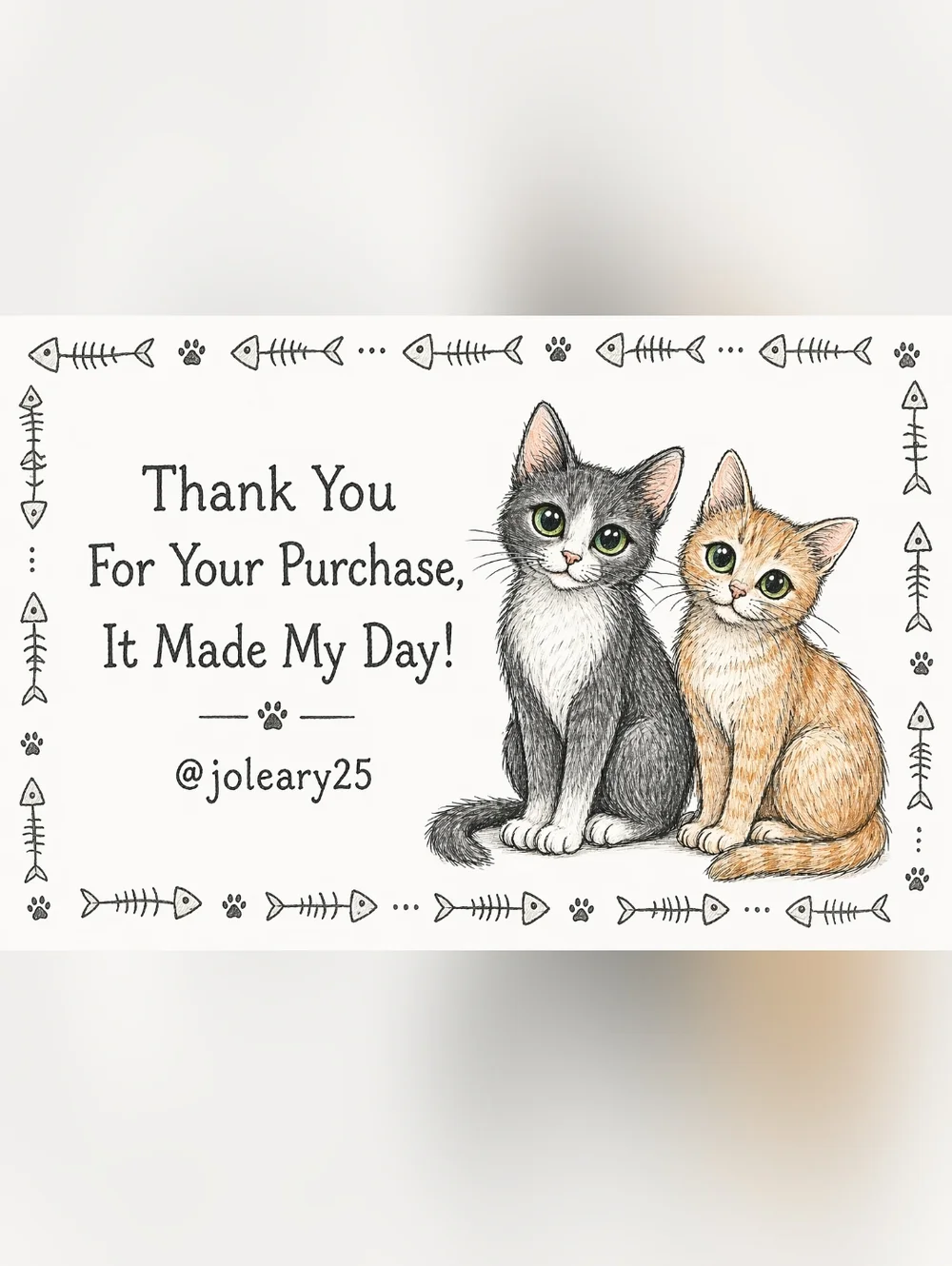 @joleary25 Custom Business Thank You Card With 2 Cats